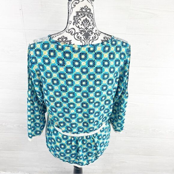 Matilda Jane Kaleidoscope Daisy Floral Keyhole Peasant Top - Picture 5 of 7